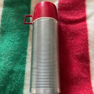 Vintage Red and Silver Thermos Flask